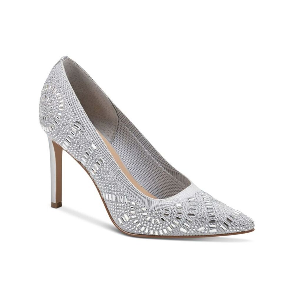 NWT THALIA SODI Womens Silver Kaia Bling Toe Stiletto Slip On Pumps Shoes 10 M